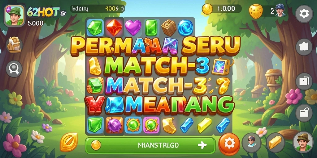 Tangkapan layar gameplay 62HOT menunjukkan tantangan Match-3 yang menarik.