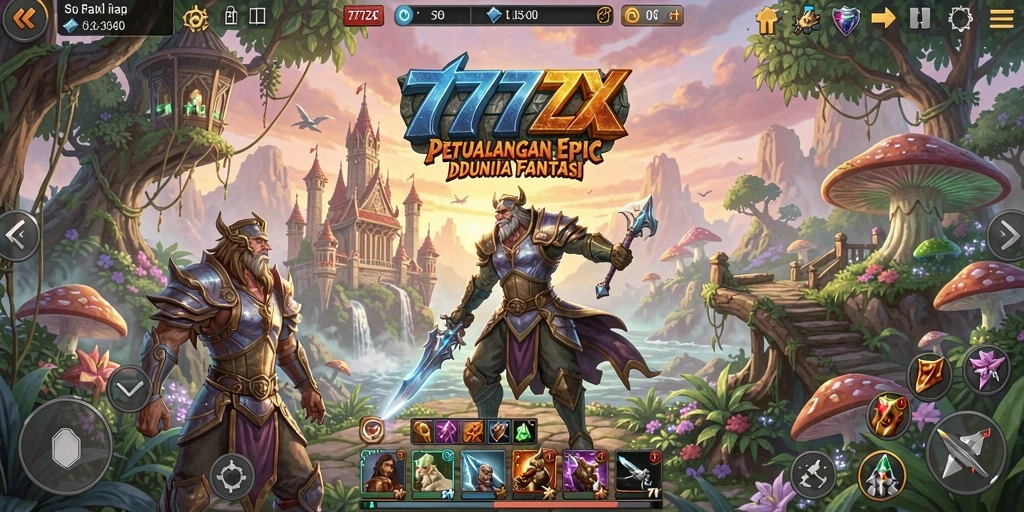 Tampilan screenshot permainan RPG dengan grafis yang menawan.