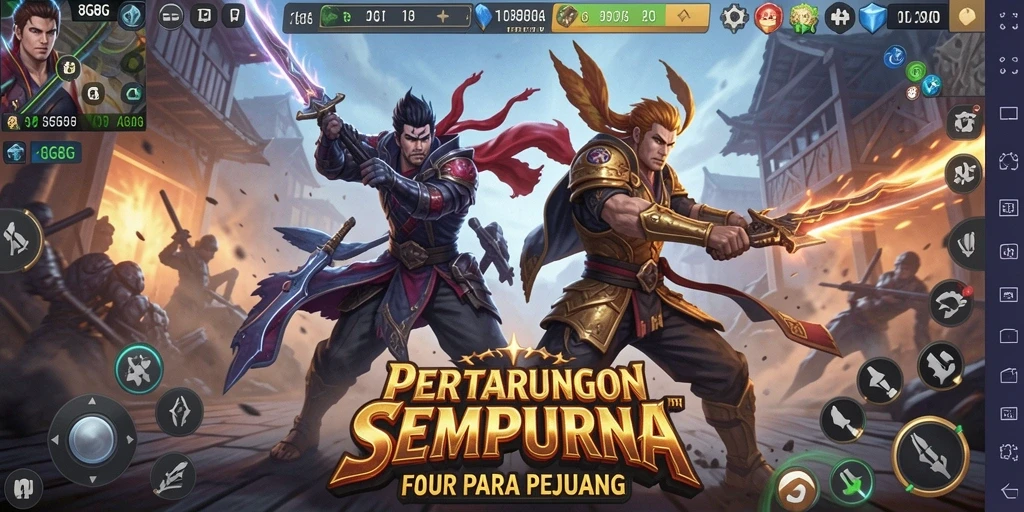 Gameplay mendebarkan di arena 8G8G dengan karakter bertarung.