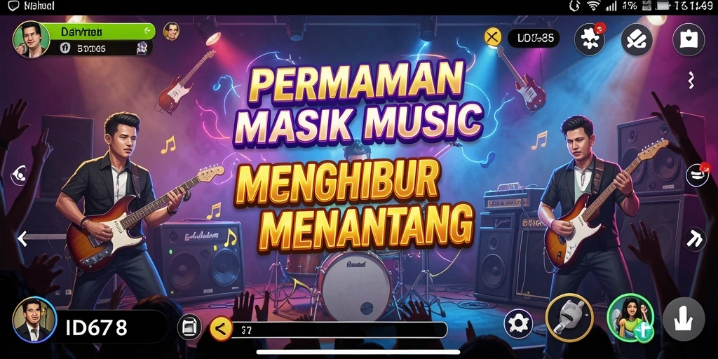 Tangkapan layar gameplay ID678 dengan musik yang seru dan mendebarkan.
