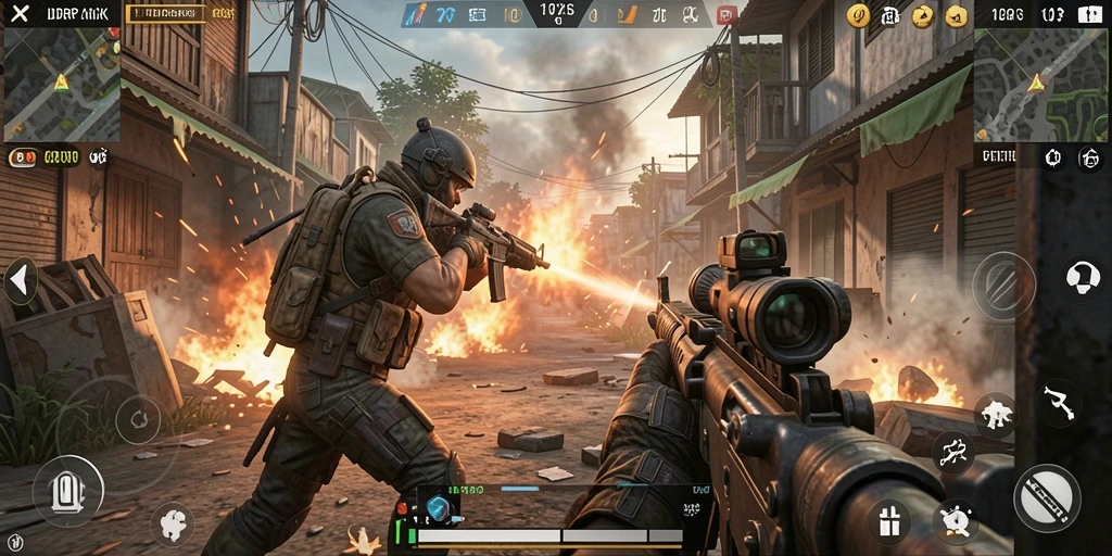 Tampilan penuh aksi dari gameplay IDRRP dengan intensitas tembak-menembak.