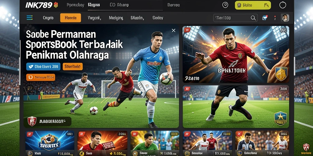Screenshot utama INK789 menampilkan antarmuka aplikasi Sportsbook yang menarik.