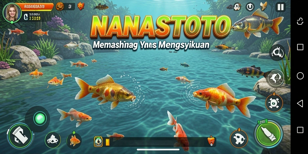 Tampilan gameplay NANASTOTO yang menarik saat memancing.