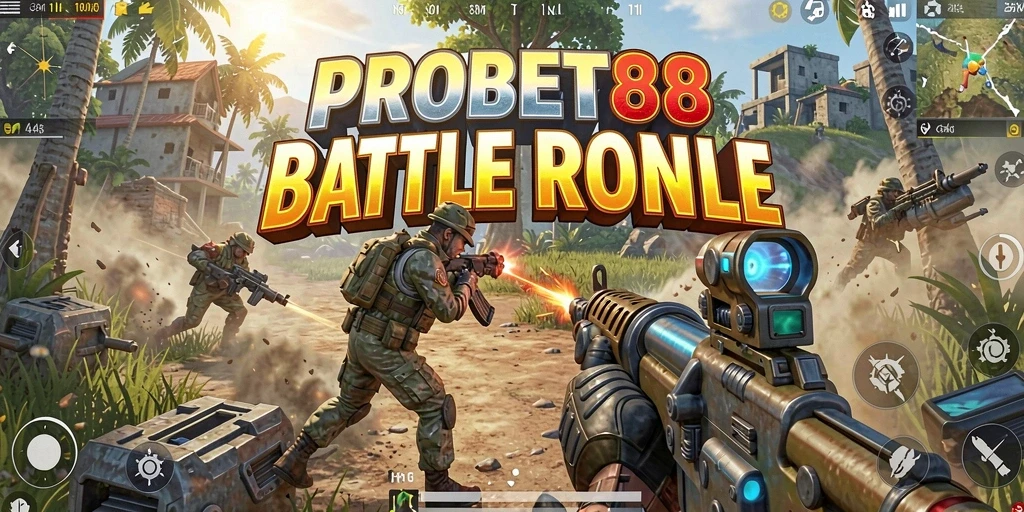 Tampilan gameplay seru dari PROBET88 dalam pertarungan battle royale.