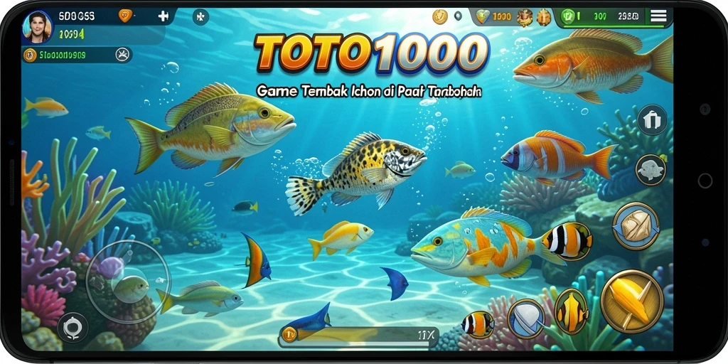 Gameplay seru dalam TOTO1000 saat menangkap ikan.