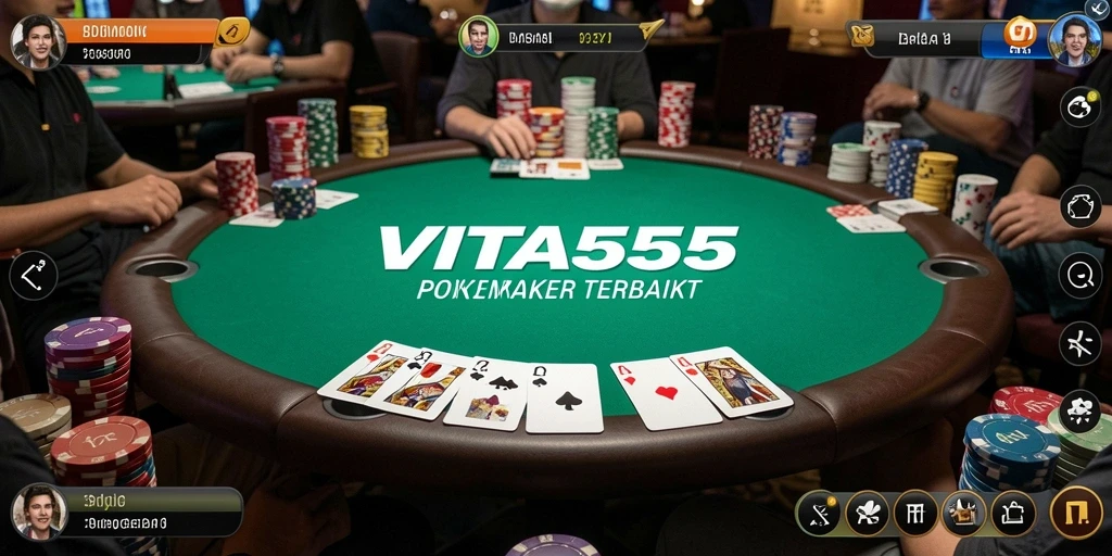 Screenshot VITA555 menampilkan gameplay Poker yang mendebarkan dan interaktif.
