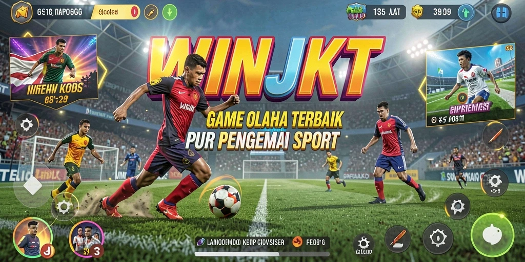 Tangkapan layar gameplay WINJKT menunjukkan aksi seru dalam berbagai cabang olahraga.